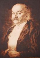 Prihoda István (1891-1965): Férfi portré. Rézkarc, papír, jelzett, 28×19 cm