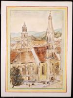 Nógrádi jelzéssel: Sopron, Kecskés templom. Akvarell, papír, 38×26 cm