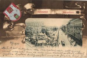 Hannover, Georgstrasse, Wappen / street, coat of arms Art Nouveau litho (small tear)