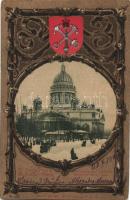 Saint Petersburg, St. Isaac Cathedral, coat of arms, Art Nouveau litho (EK)