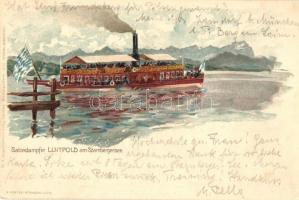 Salondampfer Luitpold am Starnbergersee / salon steamship litho (Rb)