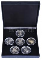 DN "Árpád-Házi Szentjeink" 6db klf ezüstözött CuNi emlékéremből álló éremszett díszdobozba...