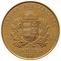 Bognár György (1944-) 1989. "1956-1989 Magyar Köztársaság" aranyozott emlékérem dísztokban...