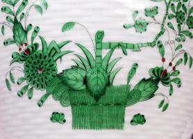 Herendi Indiai kosár mintás váza, kézzel festett, jelzett, hibátlan, m:23,5 cm