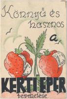 2 db RÉGI használatlan motívumlap; reklám (kerti eper, angóra) / 2 old unused motive cards; advertisement (strawberry, angora)