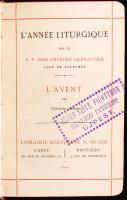 3 imakönyv, 2 bőr kötésben-Egger Ágoston: A keresztény apa modern társadalmunkban. Bp., 1904, Szent István Társulat; L'Anné Liturgique. Paris, 1900. Páduai Szent Antal imakönyv. Bp., 1900, Rózsa K. és Neje. Kissé kopottas állapotban.