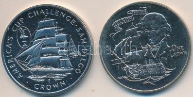 Gibraltár 1980. 1C "Nelson" T:1- + Man-sziget 1995. 1C "Challenge San Diego" T:P...