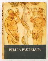 Biblia Pauperum. Az Esztergomi Főszékesegyházi Könyvtár negyvenlapos Blockbuch Biblia Pauperuma. Bp., 1966, Magyar Helikon. Kiadói aranyozott műbőr kötés,védőborítóval, gerincnél levált, egyébként jó állapotban.