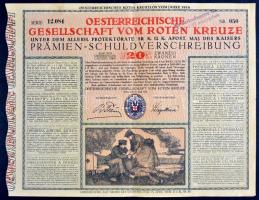 Ausztria / Bécs 1916. 20K értékű "Osztrák Vöröskereszt" nyereménykötvény T:III  Austria / Vienna 1916. "Oesterreichische Gesellschaft vom Roten Kreuze" (Red Cross) premium debenture about 20 Corona C:F