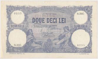 Románia 1920. 20L T:II- Romania 1920. 10 Lei C:VF