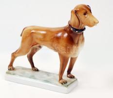 Zsolnay vizsla, kézzel festett, hibátlan, jelzett, h:18 cm, m:16 cm