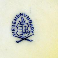 Herendi virágos bonbonier, kézzel festett, jelzett, hibátlan, d:11 cm, m:5 cm