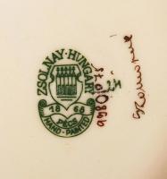 Zsolnay virágmintás váza, kézzel festett, jelzett, mini hajszálrepedéssel, m:26 cm