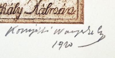 Komjáti-Wanyerka Gyula (1894-1958): Ex libris Koronthály Kálmán. Rézkarc, papír, jelzett, lapméret 1...