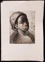 Ék Sándor (1902-1975): Afrikai nő. Kőnyomat. Jelzett, papírméret: 59x42 cm