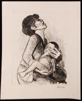 Ék Sándor (1902-1975): Afrikai nő gyermekével. Kőnyomat (lithográfia). Jelzett, papírméret: 59x42 cm