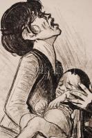 Ék Sándor (1902-1975): Afrikai nő gyermekével. Kőnyomat (lithográfia). Jelzett, papírméret: 59x42 cm