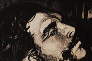 Ék Sándor (1902-1975): A halott Che Guevara. Kőnyomat (lithográfia). Jelzett, / Dead Che Guevara pap...