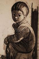 Ék Sándor (1902-1975): Gyermek. Kőnyomat (lithográfia). Jelzett, papírméret: 59x42 cm