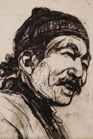 Ék Sándor (1902-1975): Munkás férfi. Kőnyomat (lithográfia). Jelzett, képméret 20x13 cm