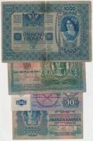 1902-1915. 10K + 20K + 100K + 1000K mindegyik "Hajdú Vármegye Debrecen Város" felülbélyegz...