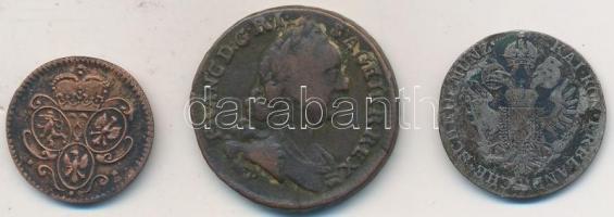 1764G 1Kr "Mária Terézia" + Ausztria 1765A 6Kr Ag + 1759S 1Gr modern utánveret T:2-3