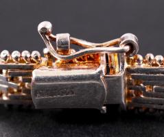 Ezüst (Ag) karkötő flexibilis elemekből nyelves zárral, biztonsági csatolóval, jelzett, 15,9 g /
sil...