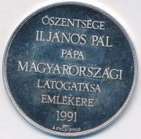 1991. "Őszentsége II. János Pál pápa Magyarországi Látogatása Emlékére" Ag emlékérem (15g/...