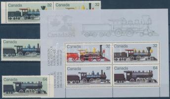 CANADA National Stamp Exhibition margin set (with pair) + block, CANADA nemzeti bélyegkiállítás ívszéli sor (közte pár) + blokk