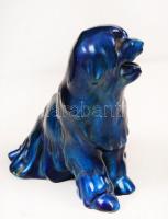 Zsolnay komondor, kék eozin, apró mázhibával, jelzett (pajzs), m:11,5 cm, h:14 cm