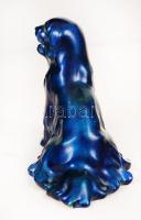 Zsolnay komondor, kék eozin, apró mázhibával, jelzett (pajzs), m:11,5 cm, h:14 cm