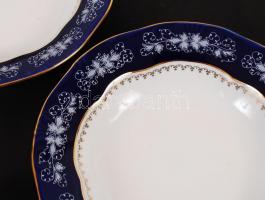 Zsolnay Pompadour lapos mélytányér készlet (6db), jelzett, hibátlan, d:24 cm