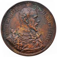 1885. "Emlékérem a budapesti országos kiállításra" Cu emlékérem. "RUDOLF TRÓNÖRÖKÖS A KIÁLLÍTÁS VÉDNÖKE / AZ 1885-IKI BUDAPESTI ORSZÁGOS KIÁLLÍTÁS EMLÉKÉRE" Szign.: Knopp és Steiner Budapesten (25.97g/38mm) T:2- fny., ph. Hungary 1885. "Medal for the National Exhibition in Budapest" Cu commemorative medallion. Sign.: Knopp és Steiner Budapesten (25.97g/38mm) C:VF ear mark, edge error