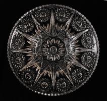 Nagy méretű ólomkristály tál, formába öntött, hibátlan, m:9 cm d:35,5 cm