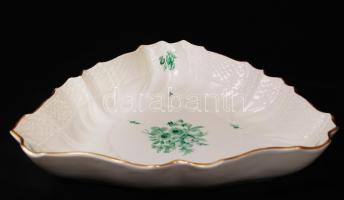 Herendi virág mintás tál, kézzel festett, jelzett (kicsi korona), hibátlan, 23,5×25 cm