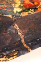 Kun Éva (1948-): Függöny között. Raku kerámia, kézzel festett, jelzett, kisebb repedéssel, 37×37  cm