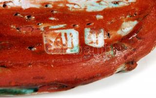 Kun Éva (1948-): Templom, gyertya és mécsestartó. Raku kerámia, kézzel festett, jelzett, kisebb repe...