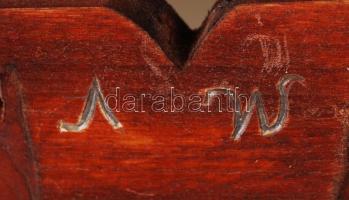 Egyedi készítésű dekoratív tükör, faragott, aranyozott, hársfa keret, hibátlan állapotban, jelzett, ...