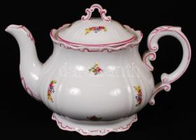 Zsolnay teás készlet, matricás, jelzett, egyik csészén apró hiba