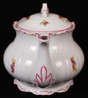 Zsolnay teás készlet, matricás, jelzett, egyik csészén apró hiba