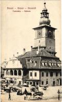 Brassó, Kronstadt; Tanácsház, piac, Borbély Antal és Stefan Median üzlete / town hall, market place, shops (ázott sarok / wet corner)