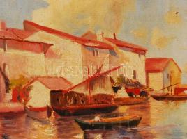 Jelzés nélkül: Halászok. Olaj, karton, üvegezett keretben, 19×28 cm