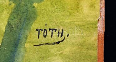 Tóth jelzéssel: Park a katedrális mellett. Akvarell, papír, 29×37 cm