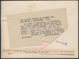 1935 Barcelona, A Krisztus-szobor leleplezése a Tibidabo-hegyen, sajtófotó, feliratozva, 18x13 cm