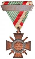 1941. "Tűzkereszt I. fokozata sebesülési pánttal" bronzozott cink kitüntetés mellszalaggal T:2 Hungary 1941. "Fire Cross 1st Class with Wounded Strap" brass-plated zinc decoration with ribbon C:XF NMK 444.