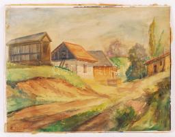 Illés jelzéssel: Utca részlet. Akvarell, papír, 29×39 cm