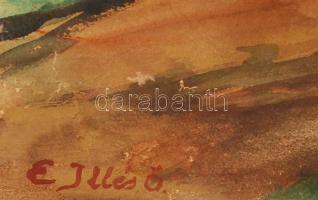 Illés jelzéssel: Utca részlet. Akvarell, papír, 29×39 cm