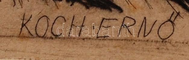 Koch Ernő (1898-1970): Parlament Budáról. Rézkarc, papír, jelzett a karcon, 33×24 cm