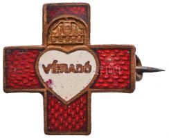 ~1930-1940. "Vöröskereszt Véradó" zománcozott jelvény (13,5x14mm) T:2 Hungary ~1930-1940. "Red Cross Blood Donor" enamelled badge (13,5x14mm) C:XF HV 1207.