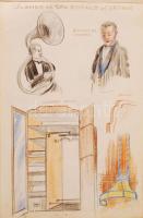 cca 1920 Karl S Bolander az Empress of Britain hajó utasa által készített rajzok a hajó berendezésér...